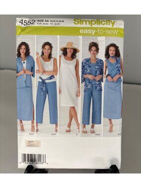 Simplicity 4552 Pattern Dress Pants Kimono Shirt Size 10 12 14 16 18 Uncut 2005